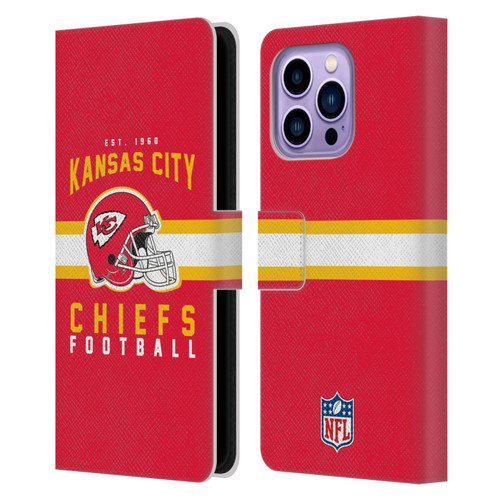 NFL Kansas City Chiefs Graphics Helmet Typography Leather Book Wallet Case Cover For Apple iPhone 14 Pro Max