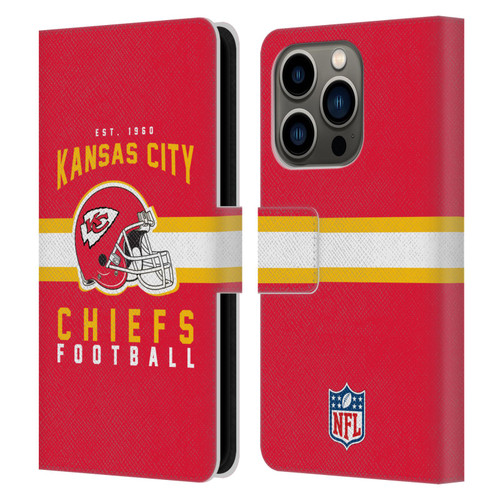 NFL Kansas City Chiefs Graphics Helmet Typography Leather Book Wallet Case Cover For Apple iPhone 14 Pro