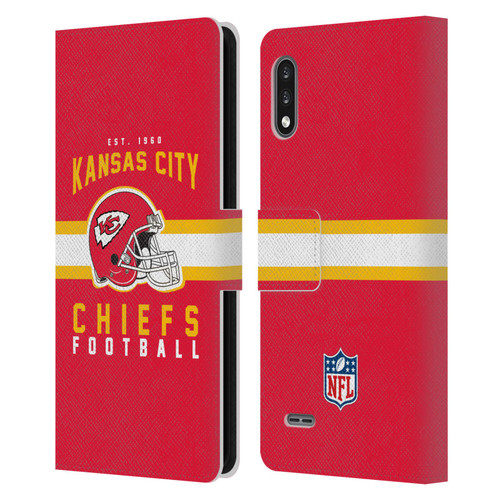 NFL Kansas City Chiefs Graphics Helmet Typography Leather Book Wallet Case Cover For LG K22