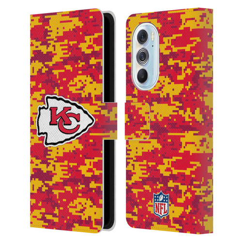 NFL Kansas City Chiefs Graphics Digital Camouflage Leather Book Wallet Case Cover For Motorola Edge X30