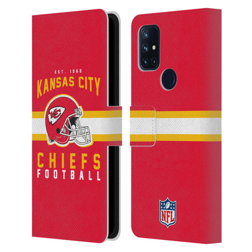 NFL Kansas City Chiefs Graphics Helmet Typography Leather Book Wallet Case Cover For OnePlus Nord N10 5G