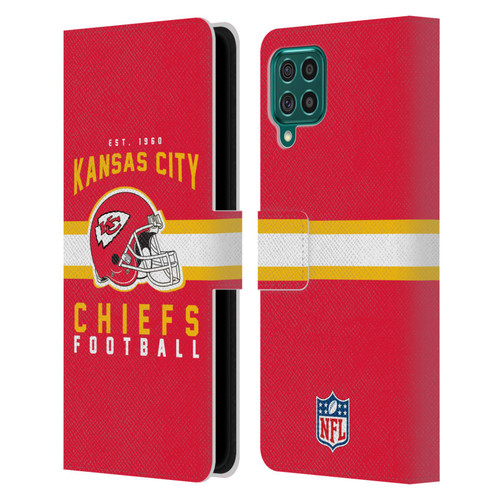 NFL Kansas City Chiefs Graphics Helmet Typography Leather Book Wallet Case Cover For Samsung Galaxy F62 (2021)
