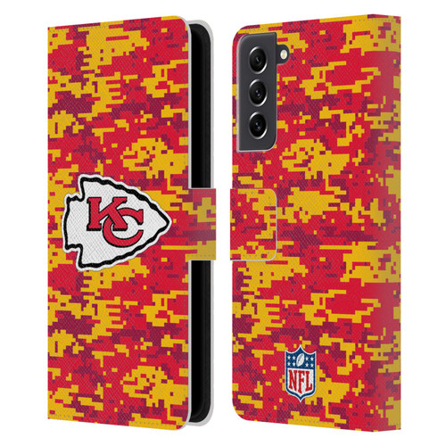 NFL Kansas City Chiefs Graphics Digital Camouflage Leather Book Wallet Case Cover For Samsung Galaxy S21 FE 5G