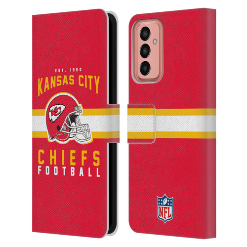 NFL Kansas City Chiefs Graphics Helmet Typography Leather Book Wallet Case Cover For Samsung Galaxy M13 (2022)