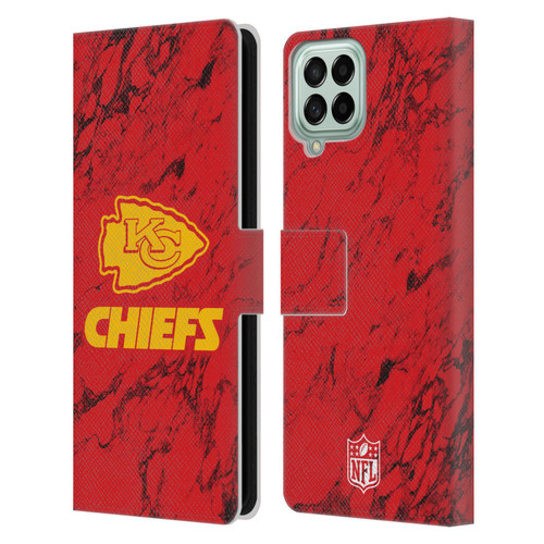 NFL Kansas City Chiefs Graphics Coloured Marble Leather Book Wallet Case Cover For Samsung Galaxy M33 (2022)