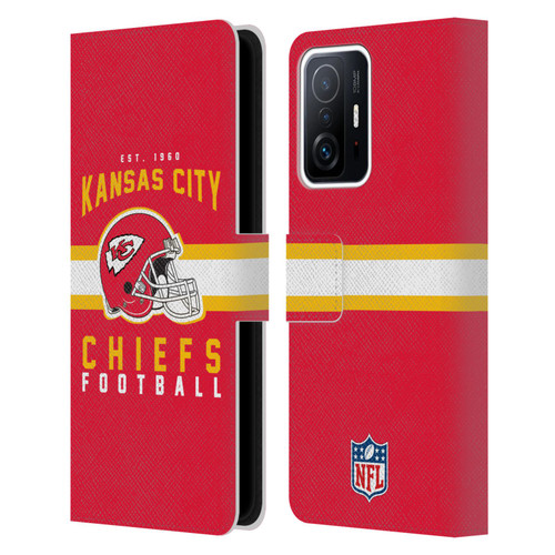NFL Kansas City Chiefs Graphics Helmet Typography Leather Book Wallet Case Cover For Xiaomi 11T / 11T Pro