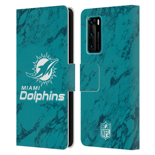 NFL Miami Dolphins Graphics Coloured Marble Leather Book Wallet Case Cover For Huawei P40 5G