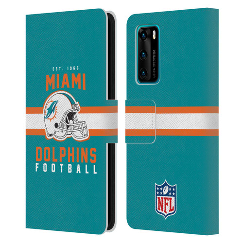 NFL Miami Dolphins Graphics Helmet Typography Leather Book Wallet Case Cover For Huawei P40 5G