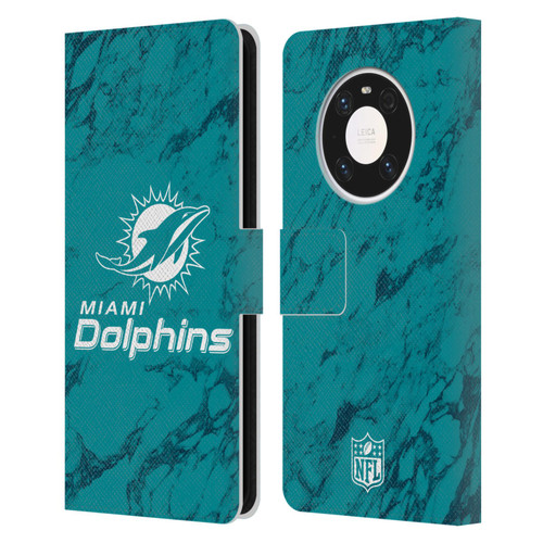 NFL Miami Dolphins Graphics Coloured Marble Leather Book Wallet Case Cover For Huawei Mate 40 Pro 5G