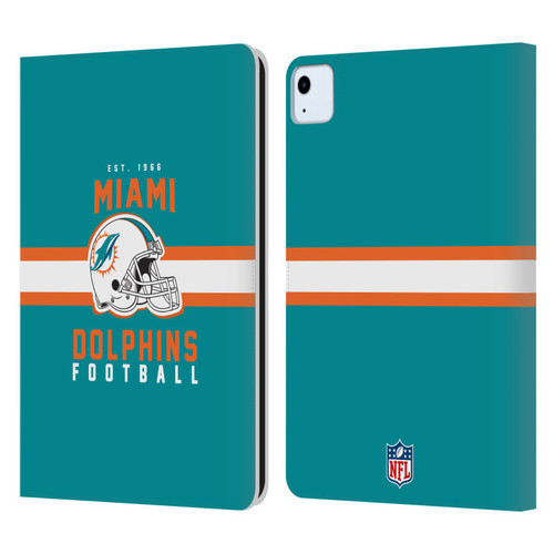 NFL Miami Dolphins Graphics Helmet Typography Leather Book Wallet Case Cover For Apple iPad Air 2020 / 2022