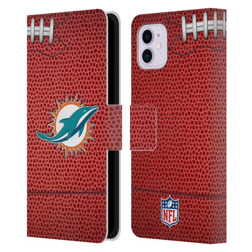 NFL Miami Dolphins Graphics Football Leather Book Wallet Case Cover For Apple iPhone 11