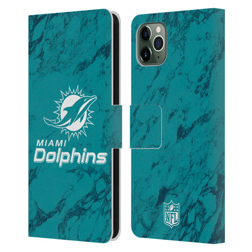 NFL Miami Dolphins Graphics Coloured Marble Leather Book Wallet Case Cover For Apple iPhone 11 Pro Max