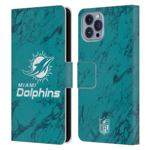 NFL Miami Dolphins Graphics Coloured Marble Leather Book Wallet Case Cover For Apple iPhone 14 NFL Miami Dolphins Graphics Coloured Marble Leather Book Wallet Case Cover For Apple iPhone 14