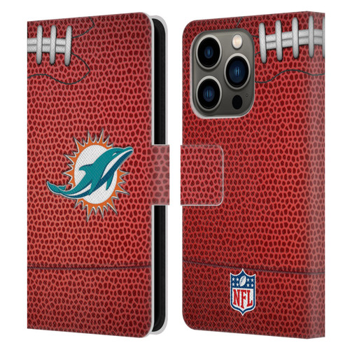 NFL Miami Dolphins Graphics Football Leather Book Wallet Case Cover For Apple iPhone 14 Pro