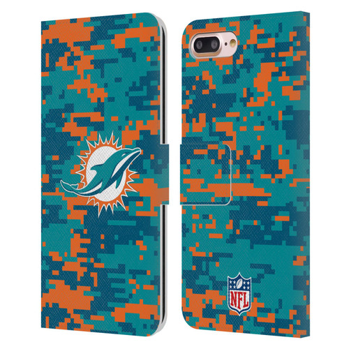 NFL Miami Dolphins Graphics Digital Camouflage Leather Book Wallet Case Cover For Apple iPhone 7 Plus / iPhone 8 Plus