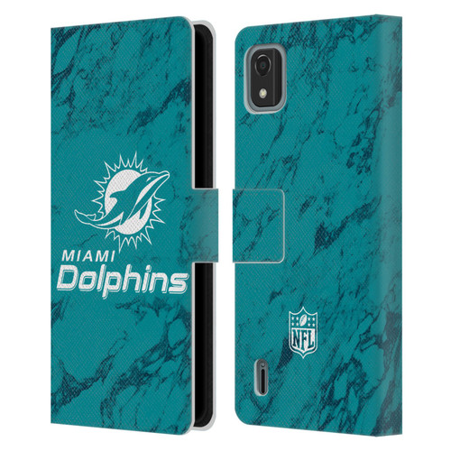 NFL Miami Dolphins Graphics Coloured Marble Leather Book Wallet Case Cover For Nokia C2 2nd Edition