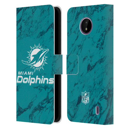 NFL Miami Dolphins Graphics Coloured Marble Leather Book Wallet Case Cover For Nokia C10 / C20