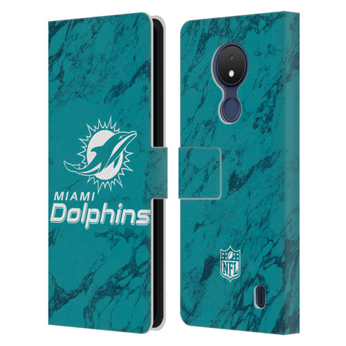 NFL Miami Dolphins Graphics Coloured Marble Leather Book Wallet Case Cover For Nokia C21