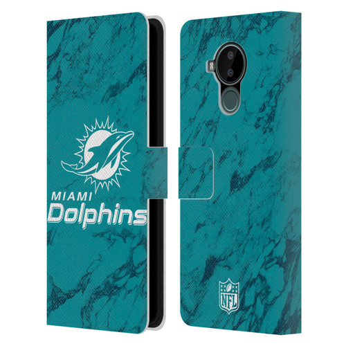 NFL Miami Dolphins Graphics Coloured Marble Leather Book Wallet Case Cover For Nokia C30