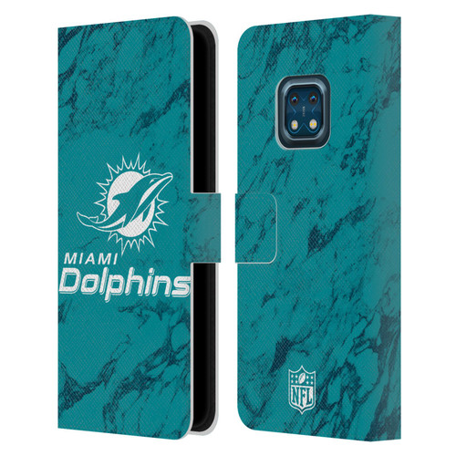 NFL Miami Dolphins Graphics Coloured Marble Leather Book Wallet Case Cover For Nokia XR20