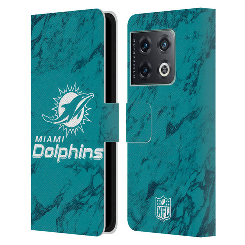 NFL Miami Dolphins Graphics Coloured Marble Leather Book Wallet Case Cover For OnePlus 10 Pro