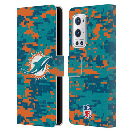 NFL Miami Dolphins Graphics Digital Camouflage Leather Book Wallet Case Cover For OnePlus 9 Pro