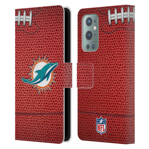 NFL Miami Dolphins Graphics Football Leather Book Wallet Case Cover For OnePlus 9