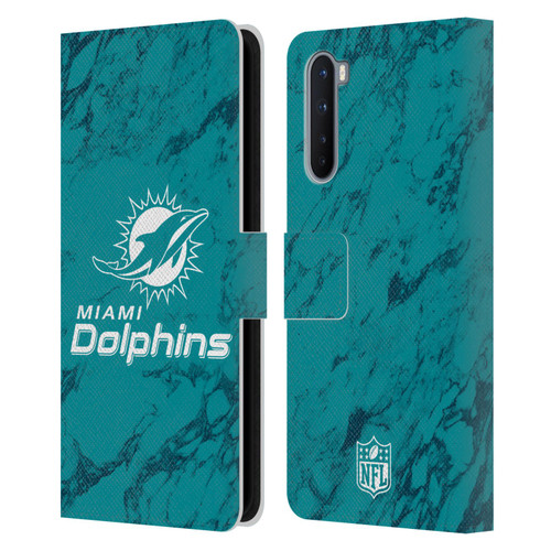 NFL Miami Dolphins Graphics Coloured Marble Leather Book Wallet Case Cover For OnePlus Nord 5G