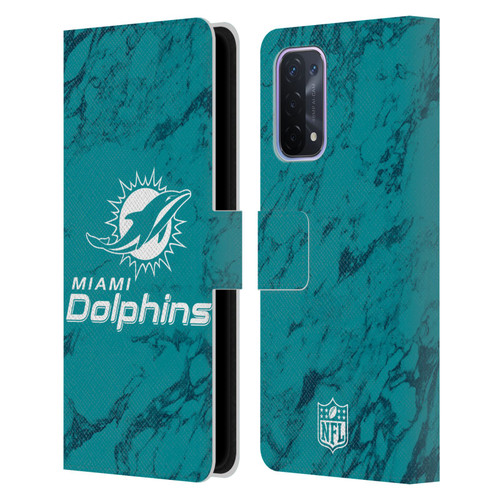 NFL Miami Dolphins Graphics Coloured Marble Leather Book Wallet Case Cover For OPPO A54 5G