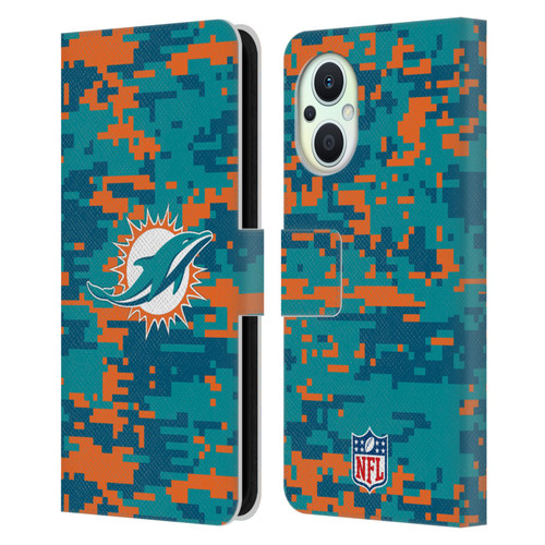 NFL Miami Dolphins Graphics Digital Camouflage Leather Book Wallet Case Cover For OPPO Reno8 Lite
