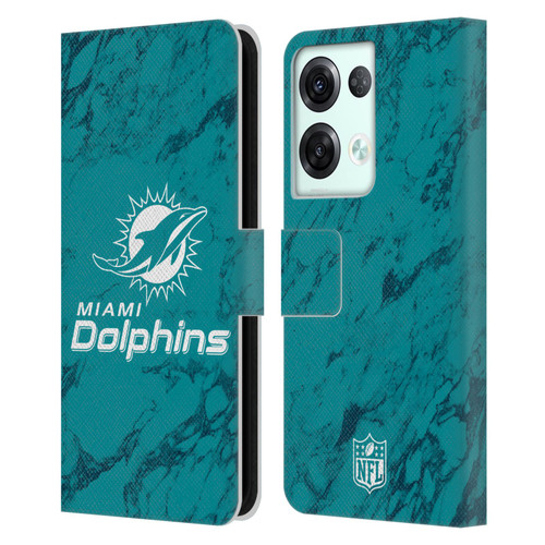 NFL Miami Dolphins Graphics Coloured Marble Leather Book Wallet Case Cover For OPPO Reno8 Pro