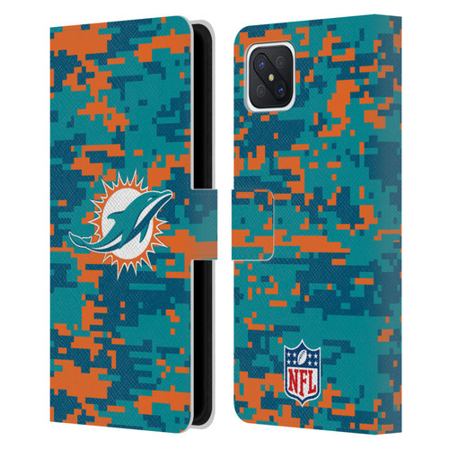 NFL Miami Dolphins Graphics Digital Camouflage Leather Book Wallet Case Cover For OPPO Reno4 Z 5G