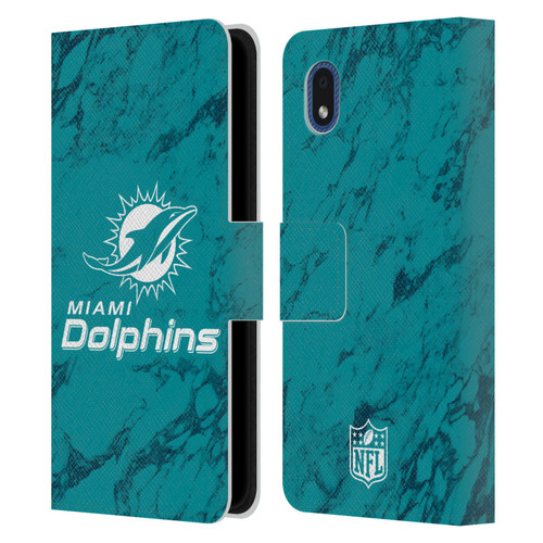 NFL Miami Dolphins Graphics Coloured Marble Leather Book Wallet Case Cover For Samsung Galaxy A01 Core (2020)