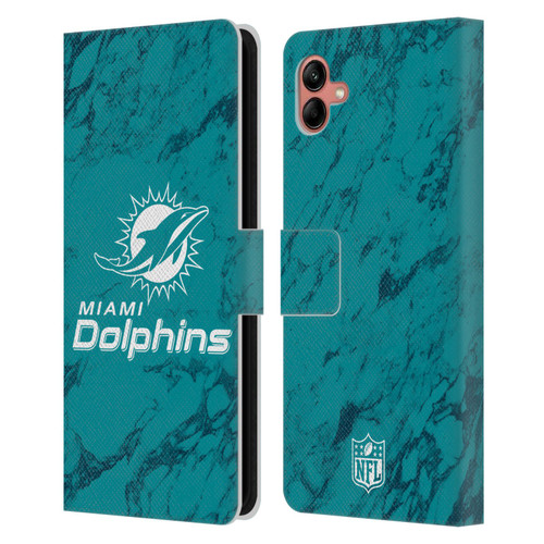 NFL Miami Dolphins Graphics Coloured Marble Leather Book Wallet Case Cover For Samsung Galaxy A04 (2022)
