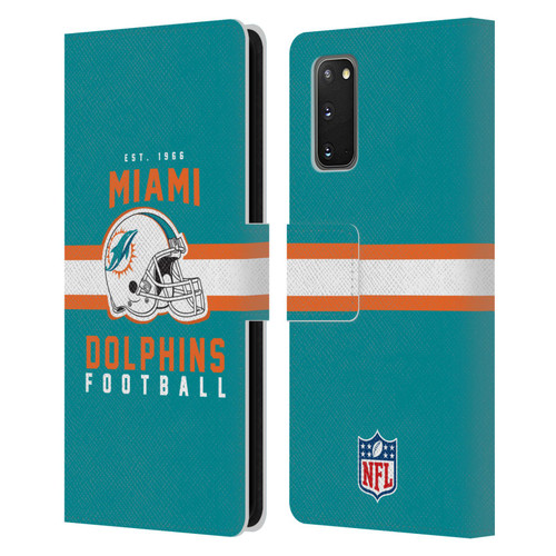 NFL Miami Dolphins Graphics Helmet Typography Leather Book Wallet Case Cover For Samsung Galaxy S20 / S20 5G