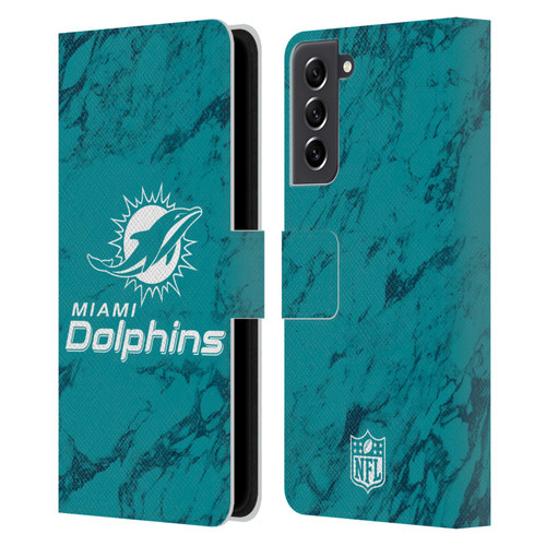NFL Miami Dolphins Graphics Coloured Marble Leather Book Wallet Case Cover For Samsung Galaxy S21 FE 5G
