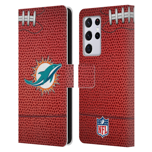 NFL Miami Dolphins Graphics Football Leather Book Wallet Case Cover For Samsung Galaxy S21 Ultra 5G