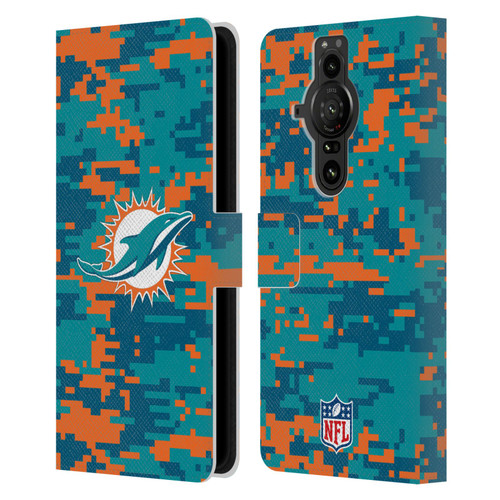 NFL Miami Dolphins Graphics Digital Camouflage Leather Book Wallet Case Cover For Sony Xperia Pro-I