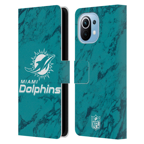 NFL Miami Dolphins Graphics Coloured Marble Leather Book Wallet Case Cover For Xiaomi Mi 11