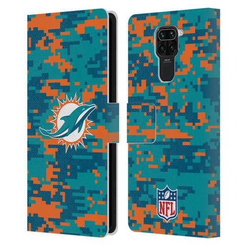 NFL Miami Dolphins Graphics Digital Camouflage Leather Book Wallet Case Cover For Xiaomi Redmi Note 9 / Redmi 10X 4G