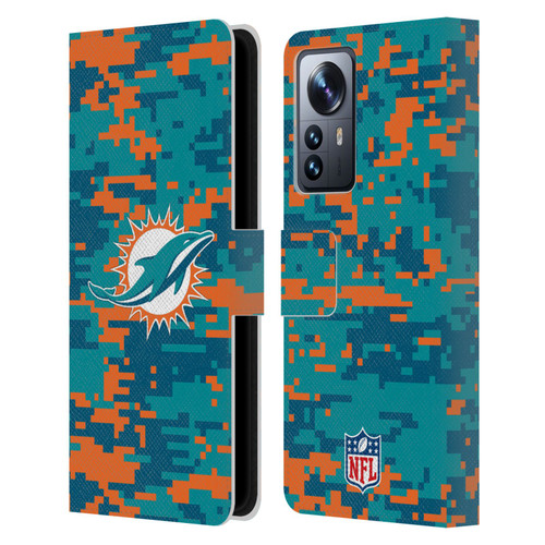 NFL Miami Dolphins Graphics Digital Camouflage Leather Book Wallet Case Cover For Xiaomi 12 Pro