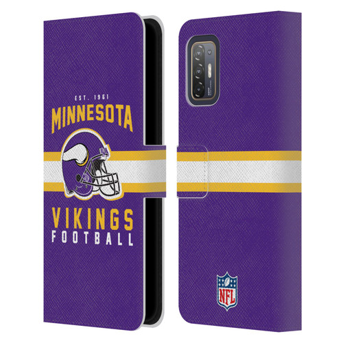 NFL Minnesota Vikings Graphics Helmet Typography Leather Book Wallet Case Cover For HTC Desire 21 Pro 5G