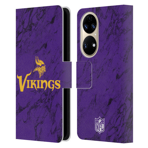 NFL Minnesota Vikings Graphics Coloured Marble Leather Book Wallet Case Cover For Huawei P50