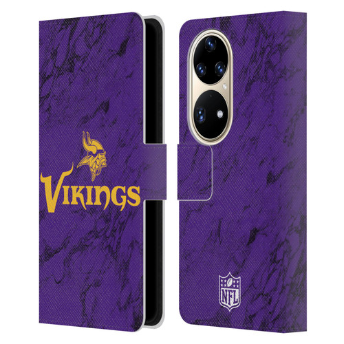 NFL Minnesota Vikings Graphics Coloured Marble Leather Book Wallet Case Cover For Huawei P50 Pro