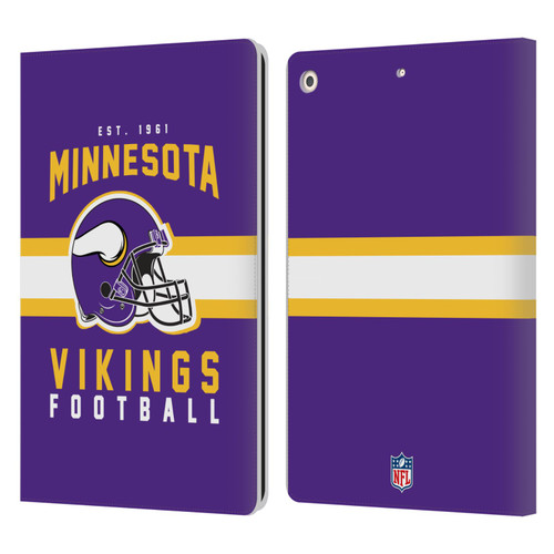 NFL Minnesota Vikings Graphics Helmet Typography Leather Book Wallet Case Cover For Apple iPad 10.2 2019/2020/2021