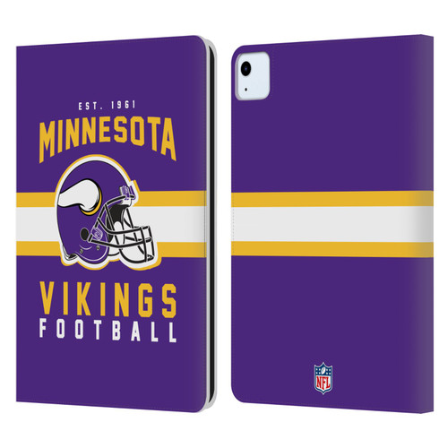 NFL Minnesota Vikings Graphics Helmet Typography Leather Book Wallet Case Cover For Apple iPad Air 2020 / 2022