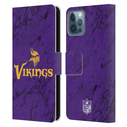NFL Minnesota Vikings Graphics Coloured Marble Leather Book Wallet Case Cover For Apple iPhone 12 / iPhone 12 Pro
