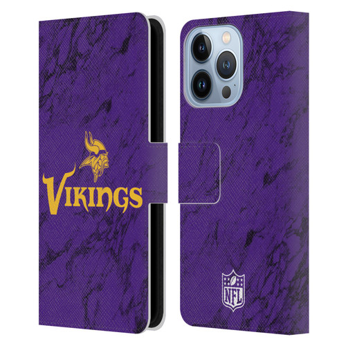 NFL Minnesota Vikings Graphics Coloured Marble Leather Book Wallet Case Cover For Apple iPhone 13 Pro