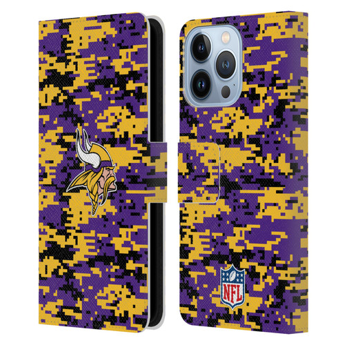 NFL Minnesota Vikings Graphics Digital Camouflage Leather Book Wallet Case Cover For Apple iPhone 13 Pro