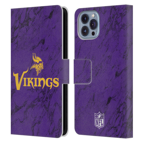 NFL Minnesota Vikings Graphics Coloured Marble Leather Book Wallet Case Cover For Apple iPhone 14